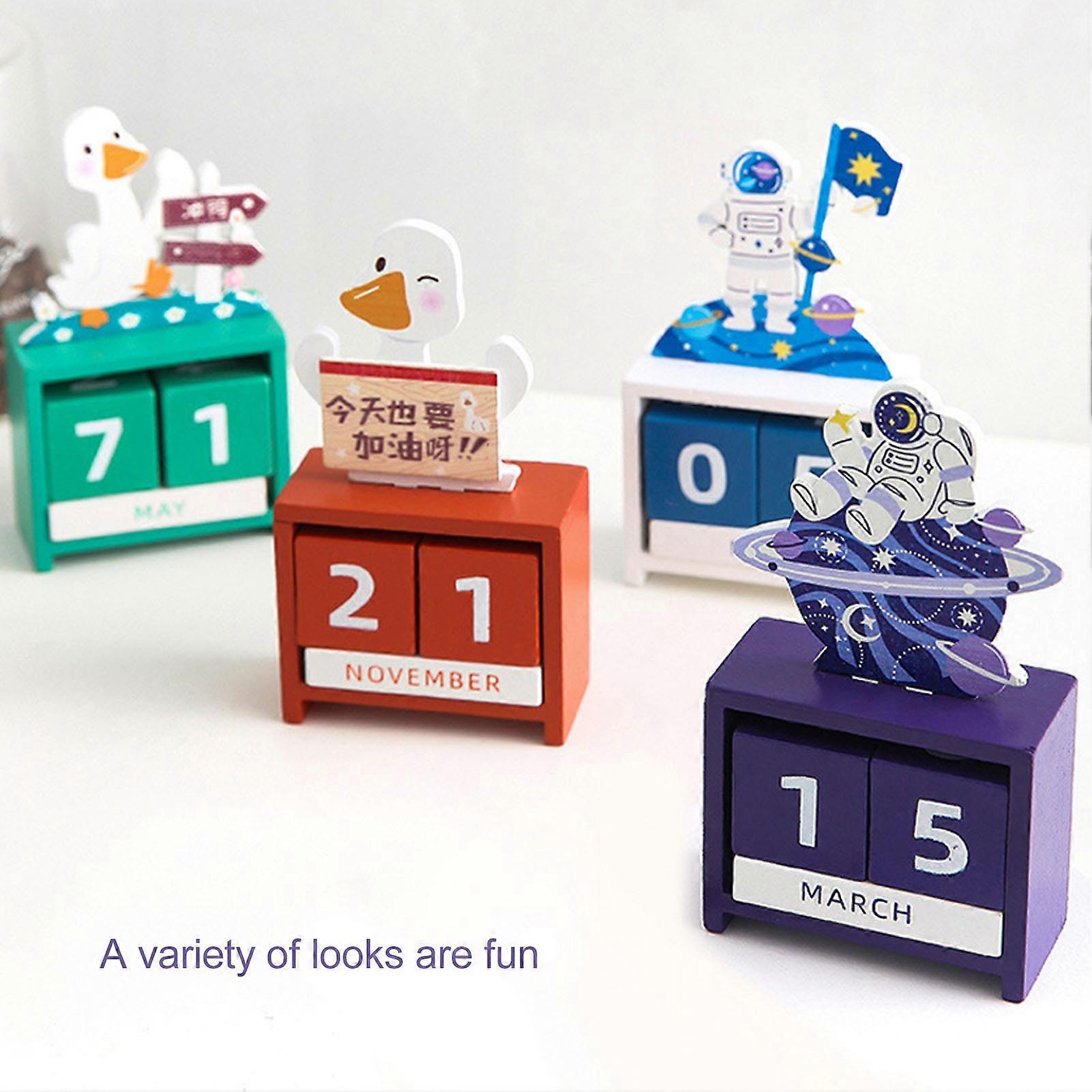 Wooden Perpetual Calendar Countdown Month Date Block Cubes Calendar Cute Desktop Decoration Type 3 