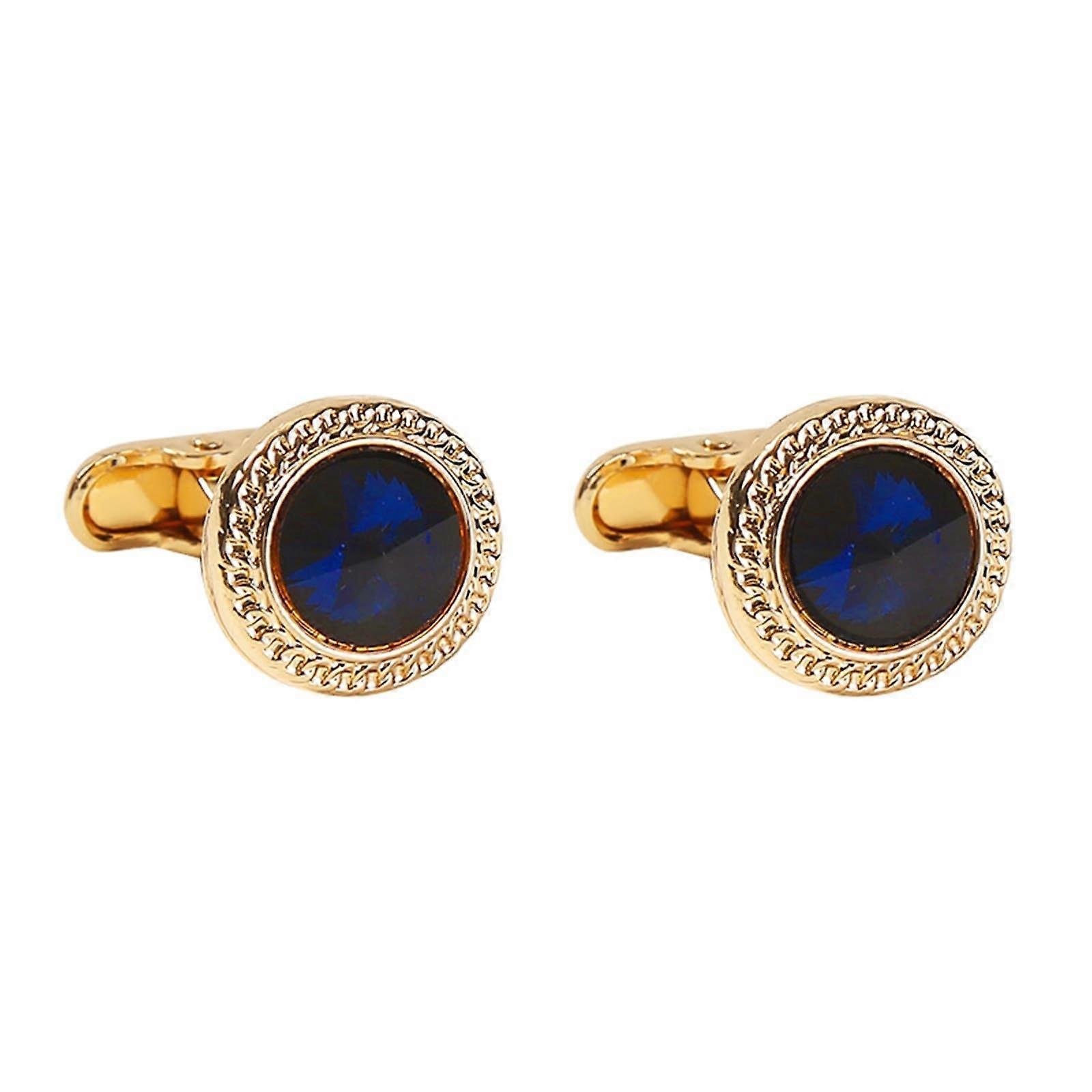 Father Son Men's Cuff Links Black Cubic Zirconia Silver Plated Round for Men Valentine's Day Father's Day Blue