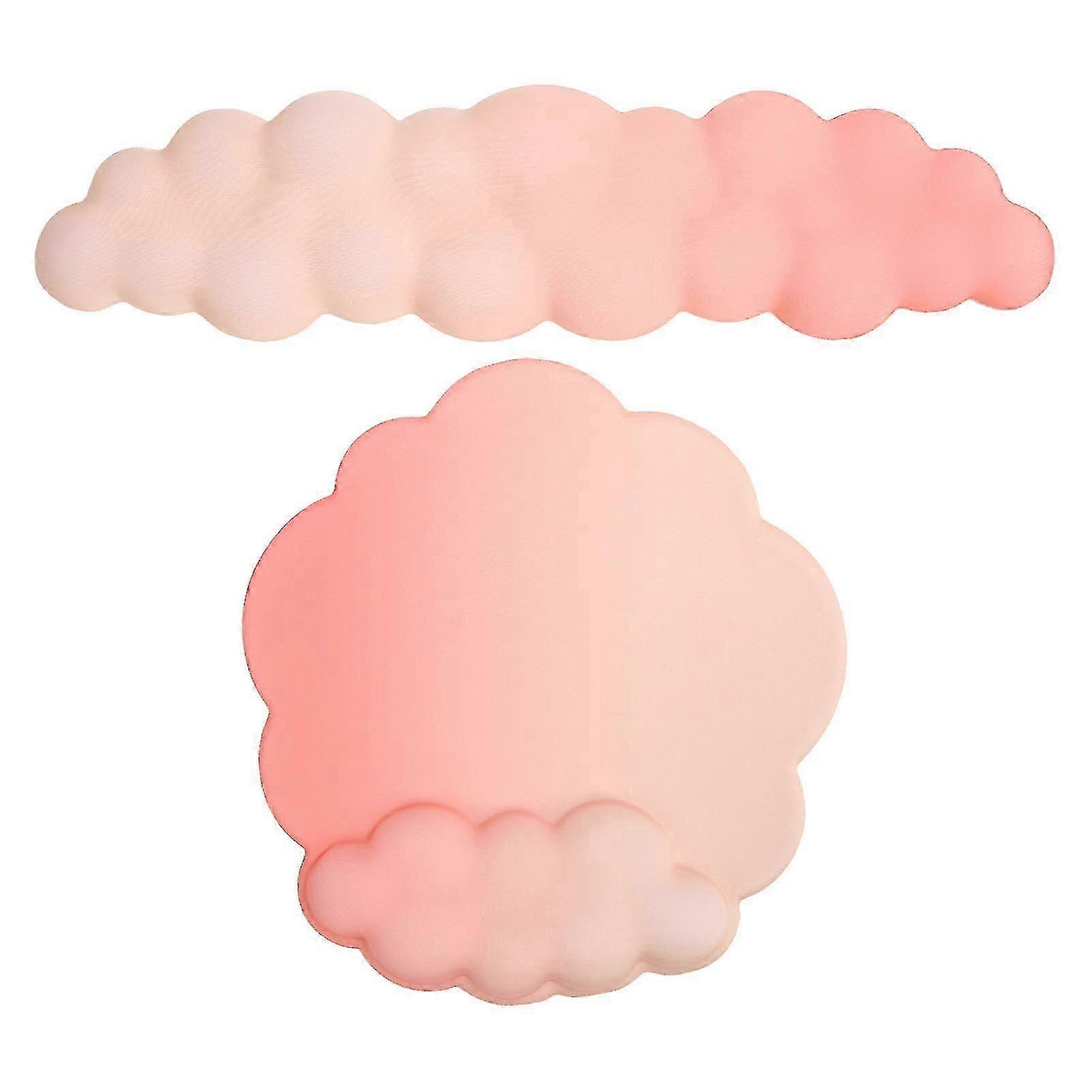 Cloud Style Foam Keyboard Wrist Rest & Mouse Pad - Ergonomic Fatigue Relief Support in Orange Red Gradient for Office & Home Use
