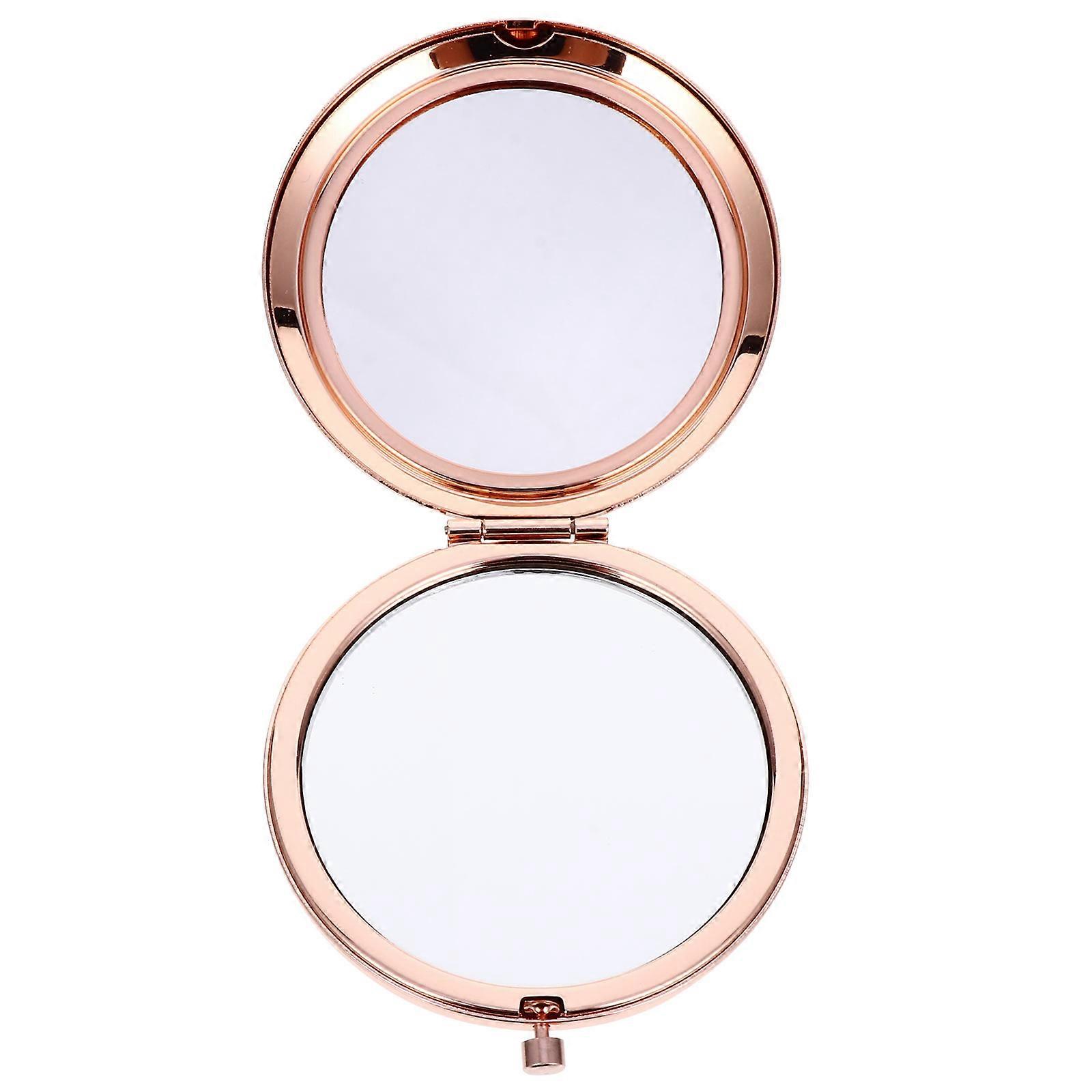 Golden Compact Mirror for Makeup Use Suitable for Travel