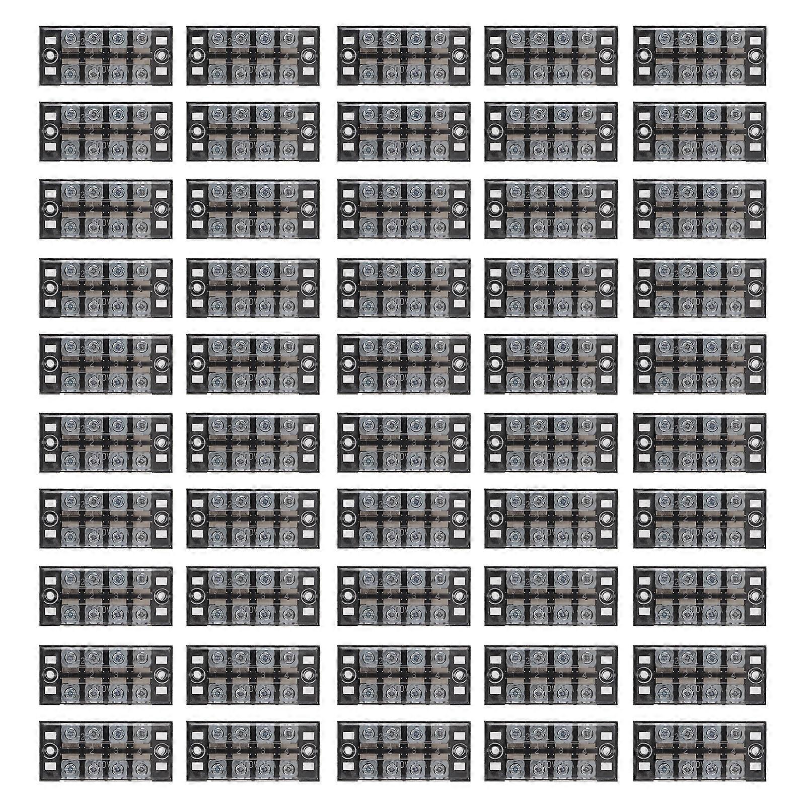 50pcs Terminal Blocks Dual Row 25A 600V Good Electrical Conductivity Screw Terminal Strip Blocks for Distribution Box