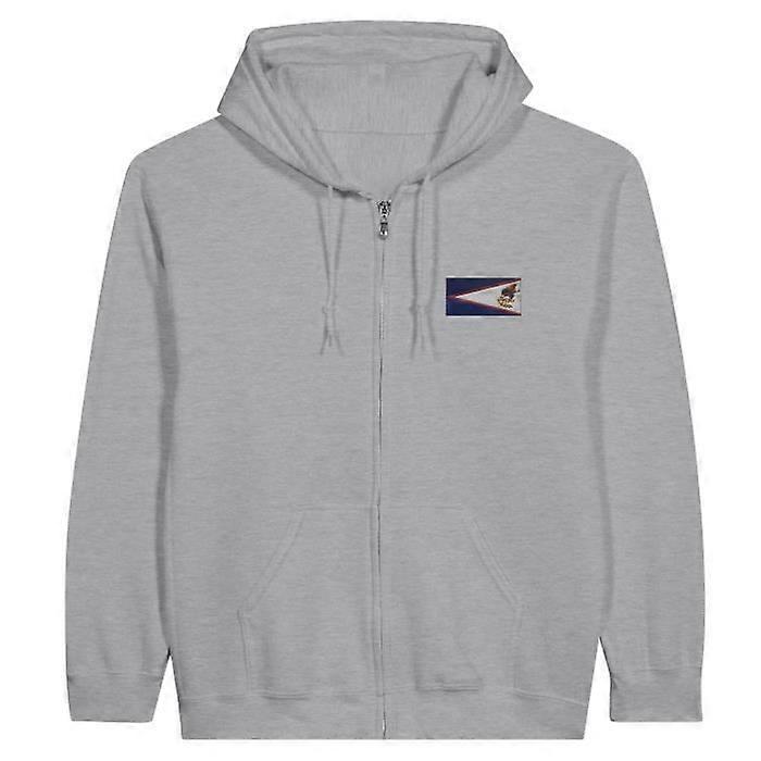 Zip-Up Hoodie - American Samoa Flag - Gray - Polyester - Optimal Comfort - Unisex