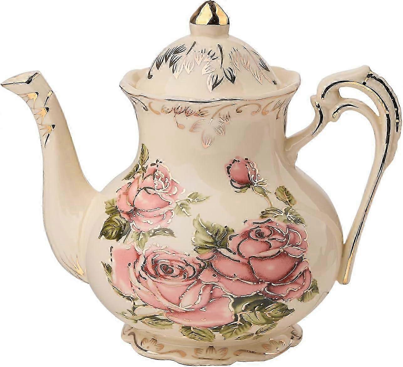 Classic Ceramic Teapot, Rose Patterns, Phnom Penh, 1200ml