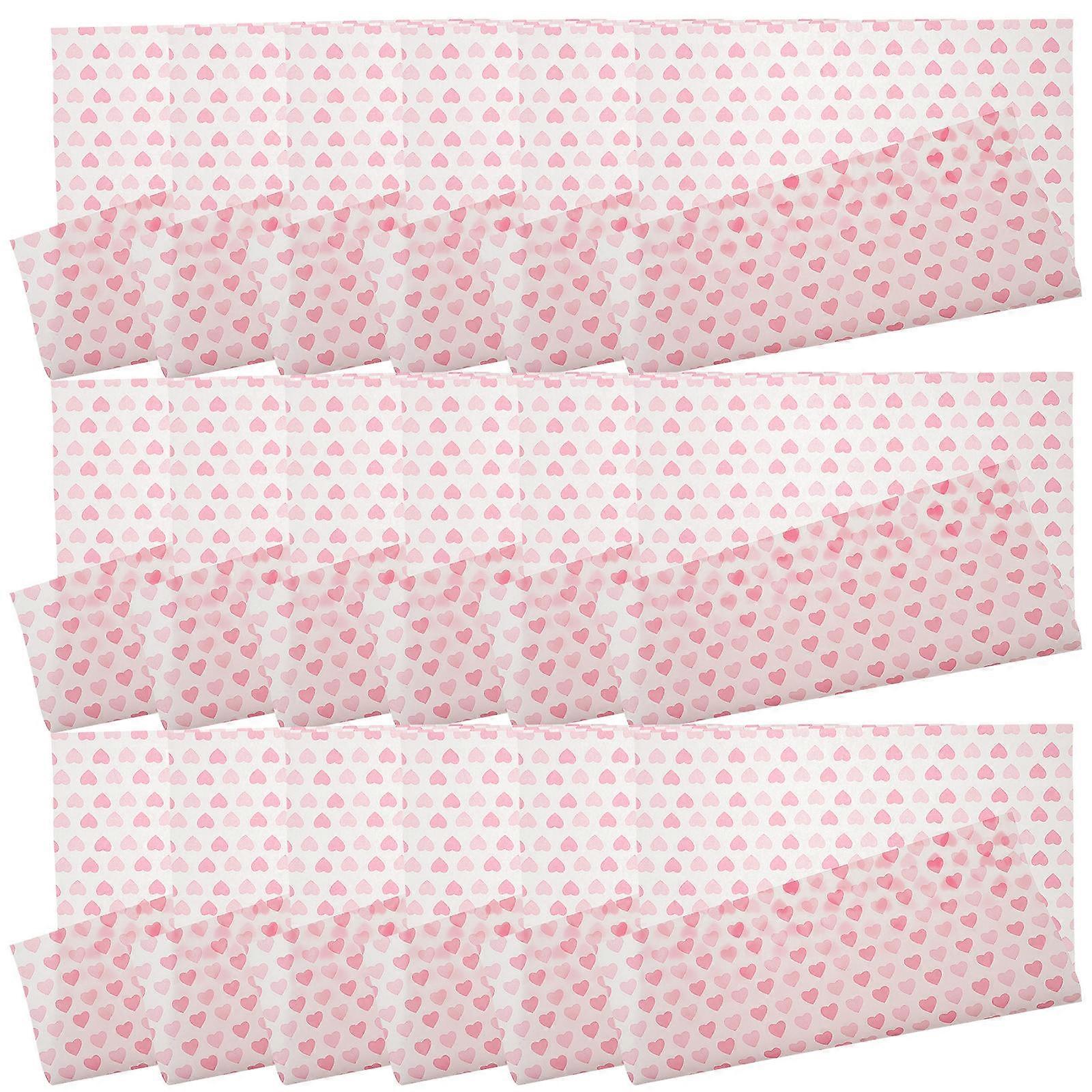 Pink Food Grade Baking Wax Paper for Home Use Oil Proof with Creative Pattern 50 Sheets