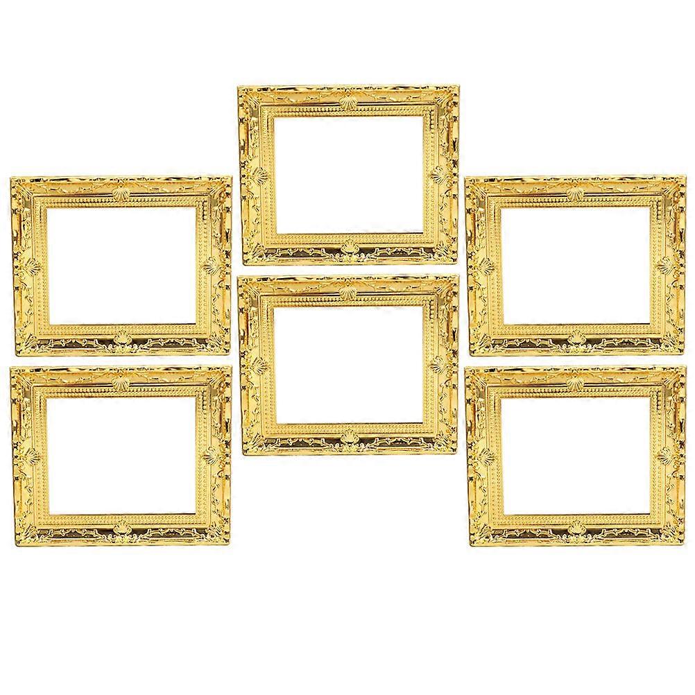 Creative Mini Picture Frame Model Scene Layout Accessory For Doll House Safe And Practical Plastic Material 6Pcs