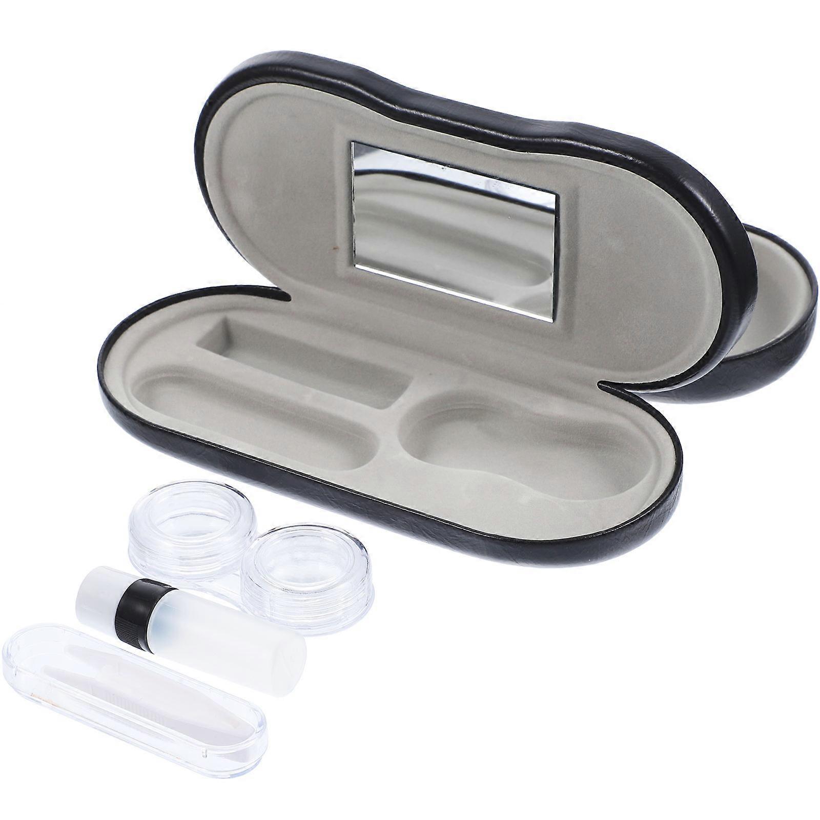 Double Portable Glasses Case Reusable Sunglasses Holder With Mirror For Outdoor Activities Wear Resistant Compact Eyeglass Storage Box