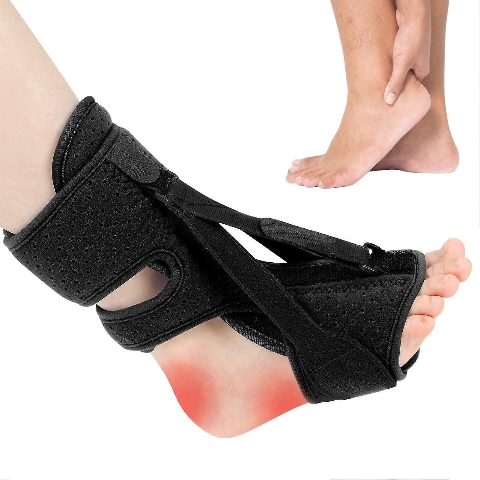 Drop Foot Brace Night Splint For Plantar Fasciitis, Foot Drop Relief, Unisex, 3 Adjustable Straps, Flat Arch Support