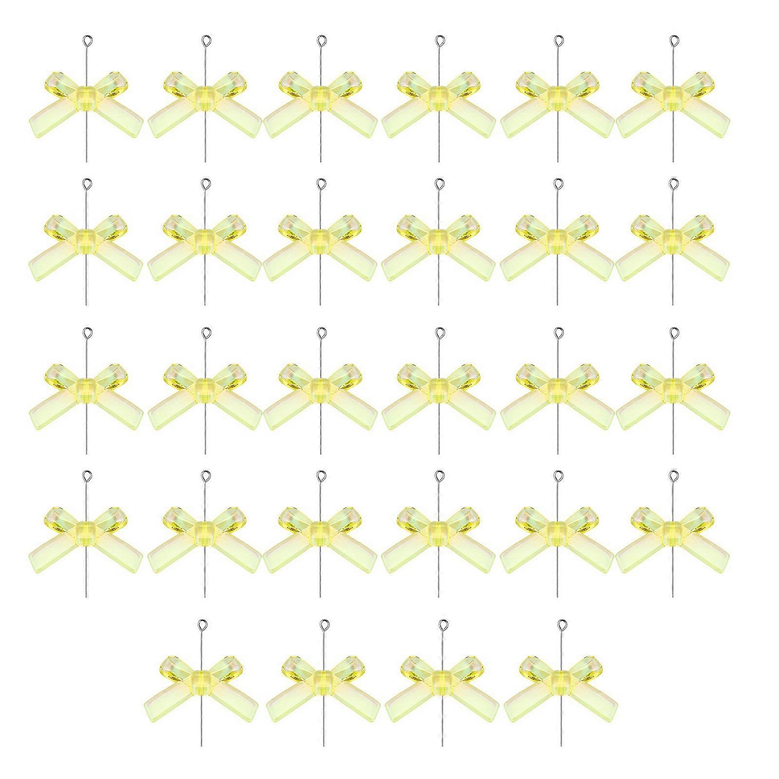 28PCS Multifuntional Clear Acrylic Bowknot Shape Beads Jewelry Beads Set Suitable for Home Decors Handbag Embellishments Multicolor