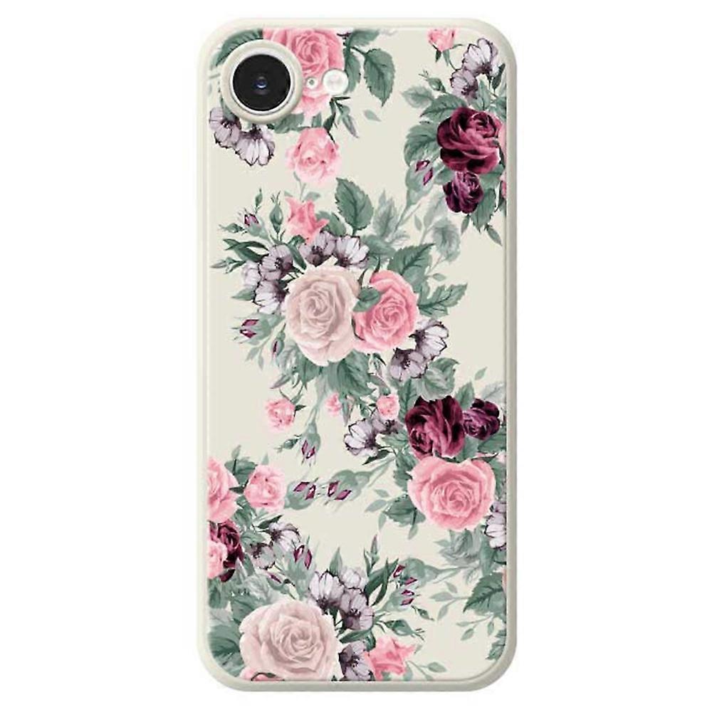 For iPhone 16e Case Flower Cluster Pattern Printing Straight Edge TPU Phone Back Cover