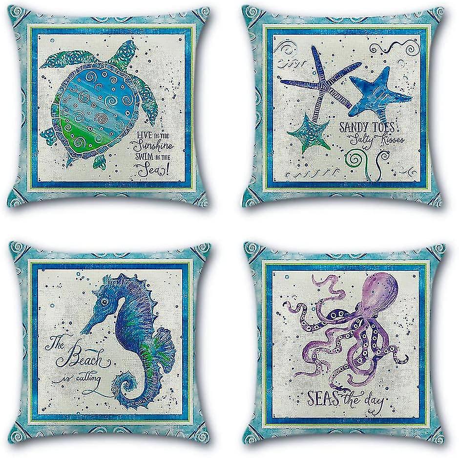 Decorative Pillow Covers Cotton Linen 4 Pack
