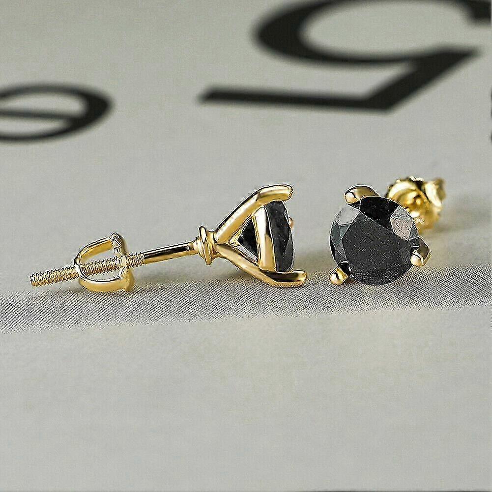 Gold Color Round Cut Crystal Birthstone Stud Earrings Spiral Claw Earrings Jewelry