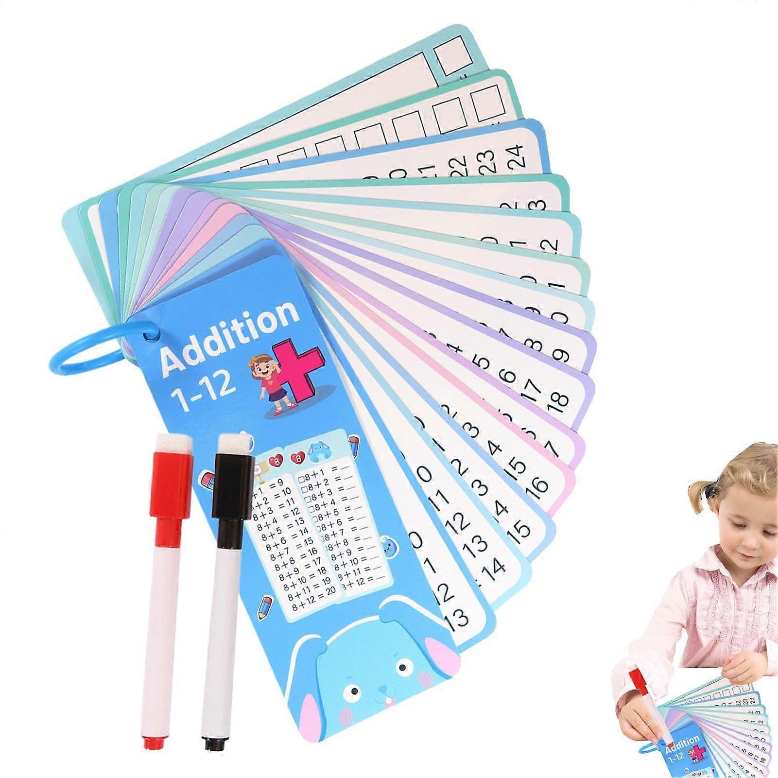 Flash Cards Math, Addition Subtraction Multiplication Division Game, Dry Erase Flashcards for Kids