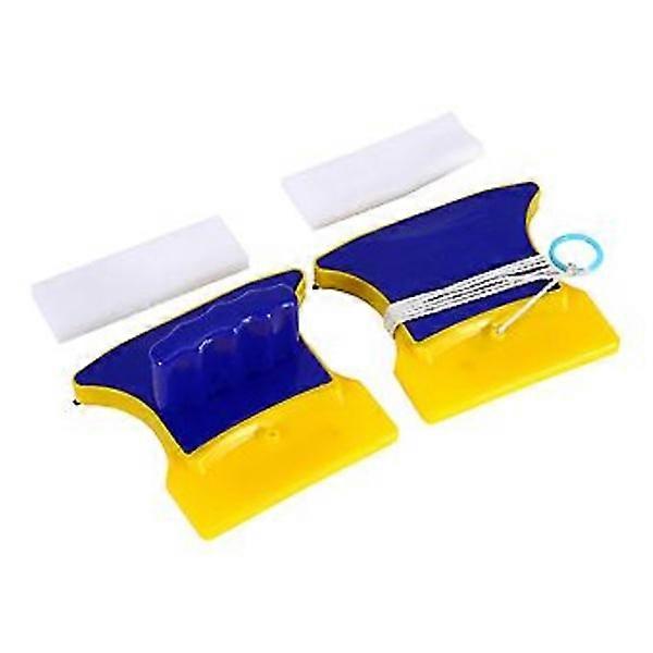Square Double-Sided Magnetic Glass Cleaner with 2 Extra Cleaning Cloths for Windows