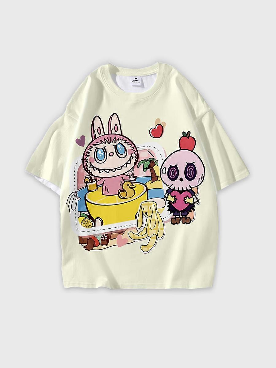 T-shirt round neck Pattern loose short sleeve P2076