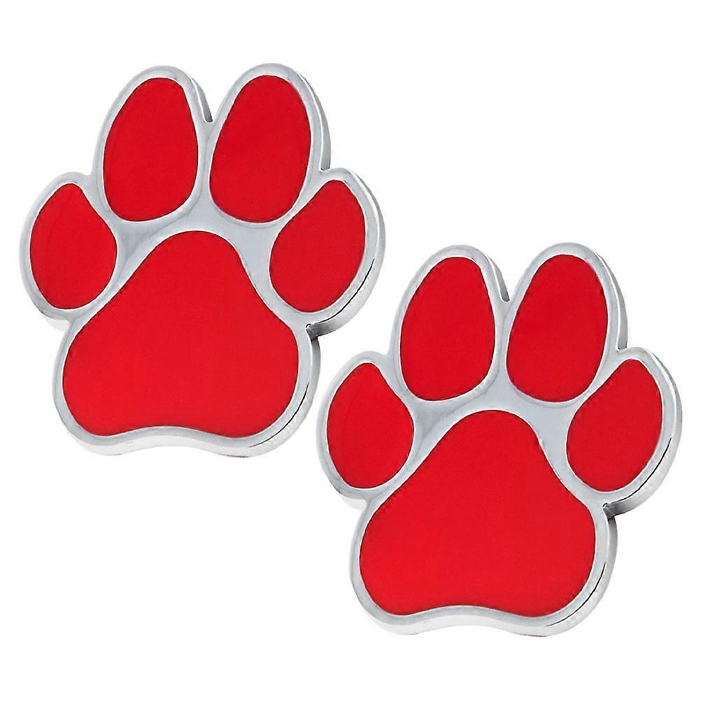 Creative Dog Print Car Accessories Metal Sticker Paw Shape Decorative For Automotive Truck Bumper 2Set