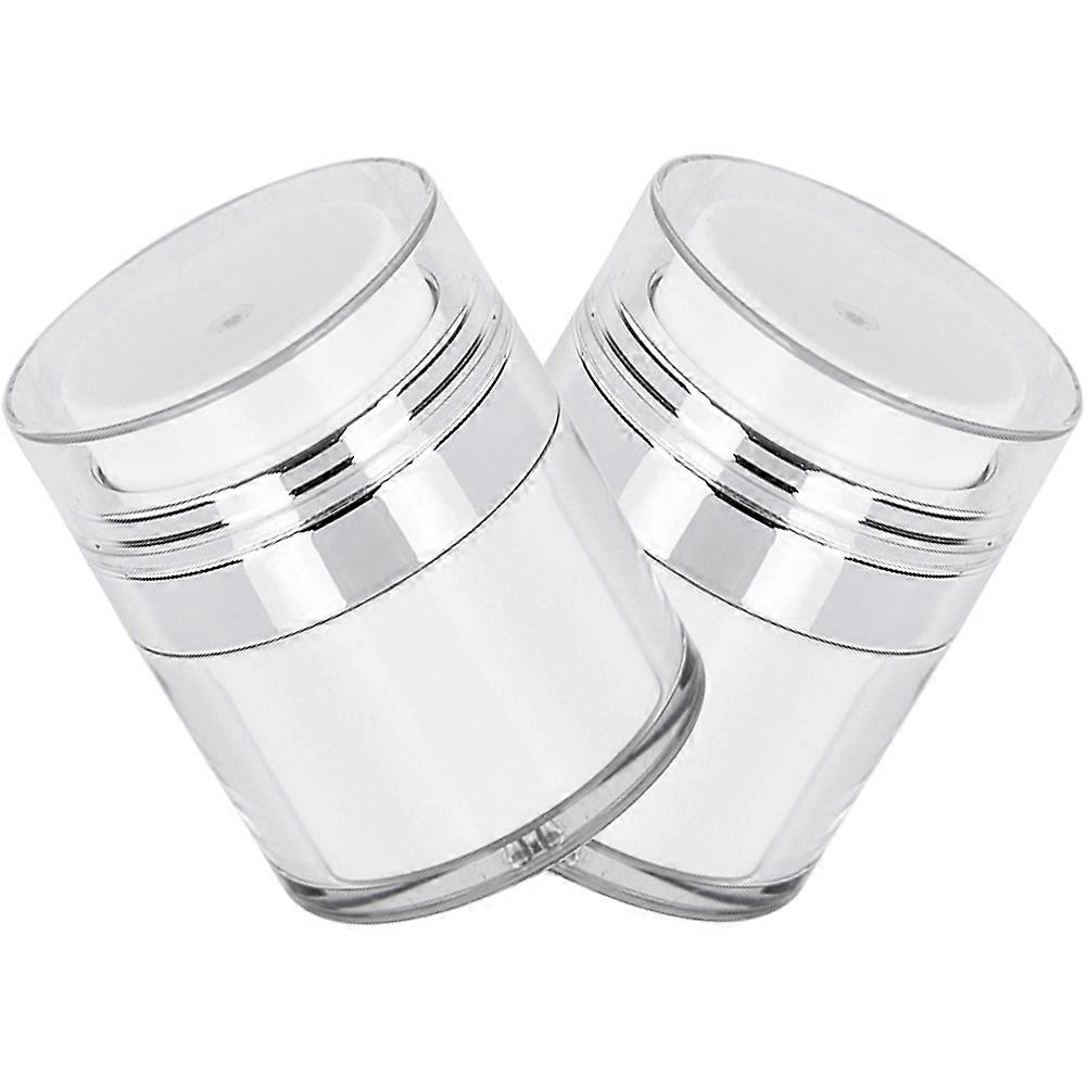 2pcs Cream Jars Dispensers for Cosmetics Sample with Refillable Glass Plastic Pump Bottles 15ml