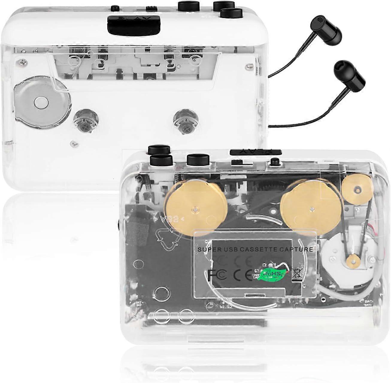 The latest 2025 automatic rewind clear stereo cassette player, built-in cool