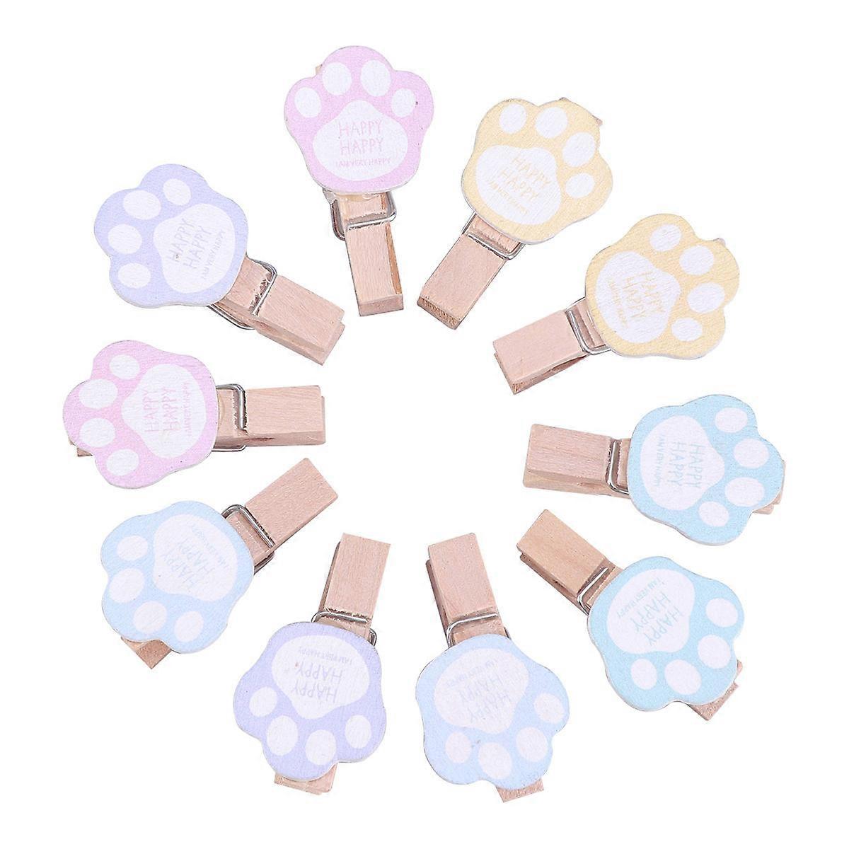 Wooden Photo Clips Assorted Color Heavy Duty Birch Craft Clips for Hanging Photos with Hemp Rope 10pcs Mini Size
