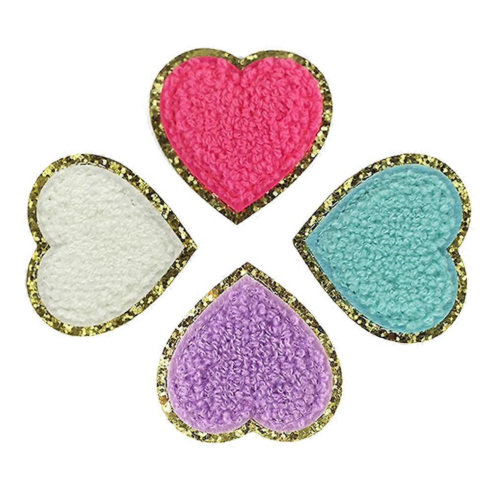 Heart Shaped Adhesive Patches for Clothes, Coats, Hats Decorative Polyester Repair Applique for DIY Sewing & Craft Projects Random Colors