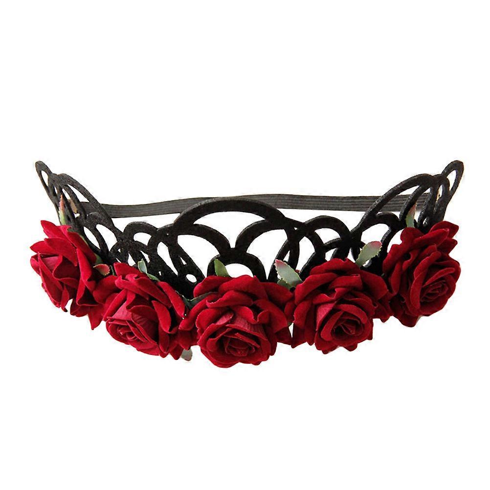 عقال تاج وردي أنيق من القماش الأحمر للزينة بتصميم قابل للتعديل وحالة تزهر زاهية 0.5 بوصة