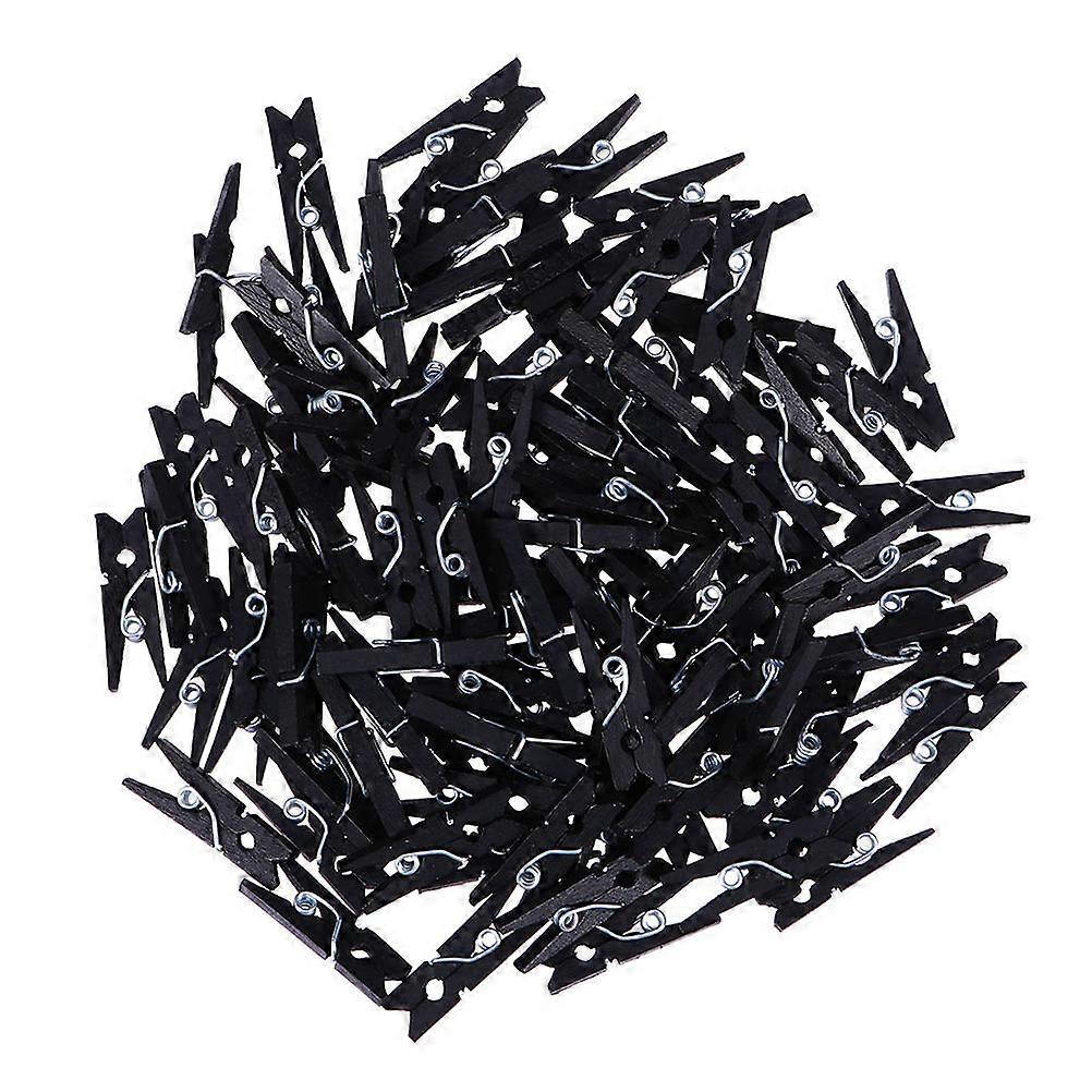 Wooden Clothespins for Decoration Black Heavy Duty Craft Clips with Strong Construction 200PCS Mini