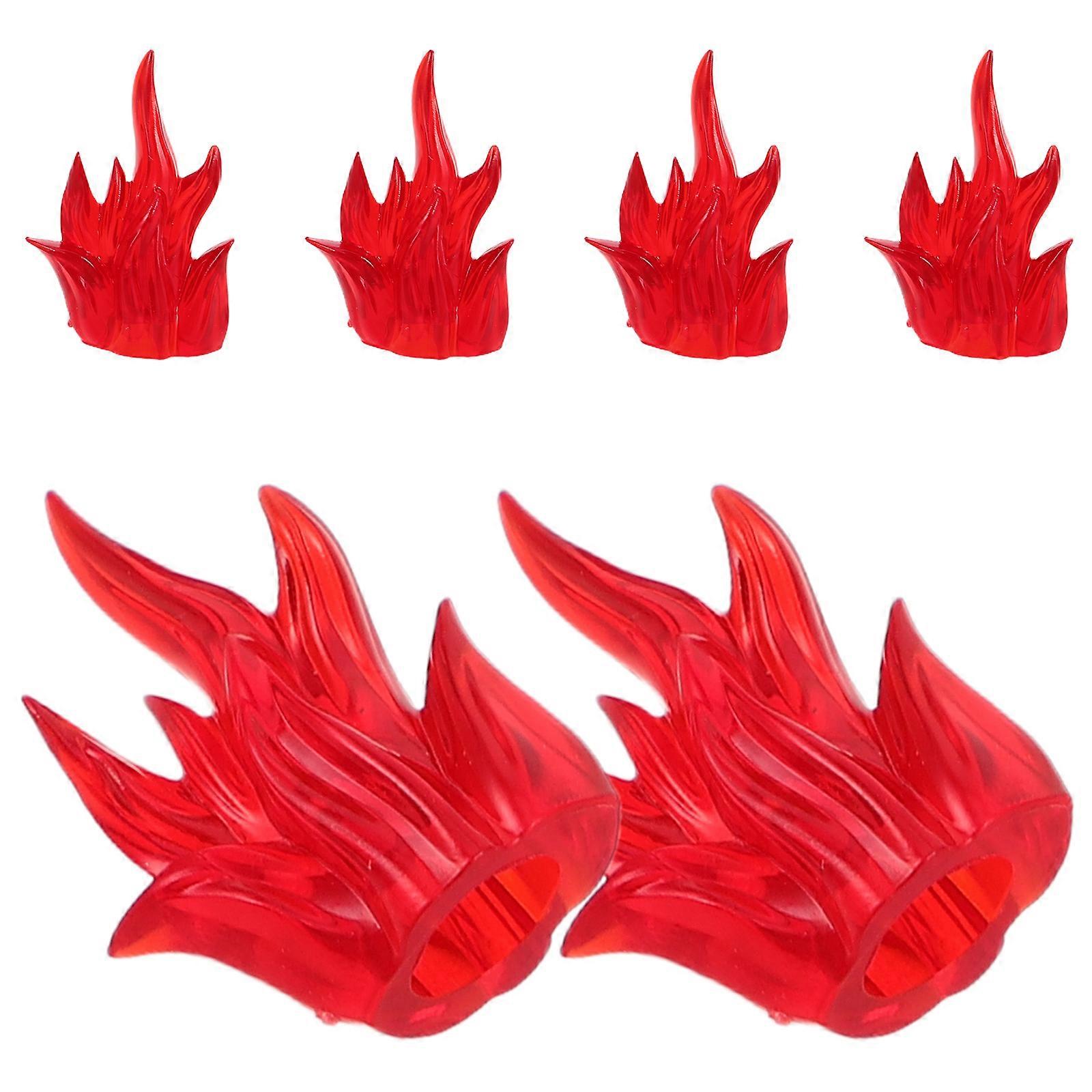 6pcs Creative Flame Action Figures with Fire Effects Building Blocks for Miniature Play, Halloween Decor & Collaborative Play Accessories