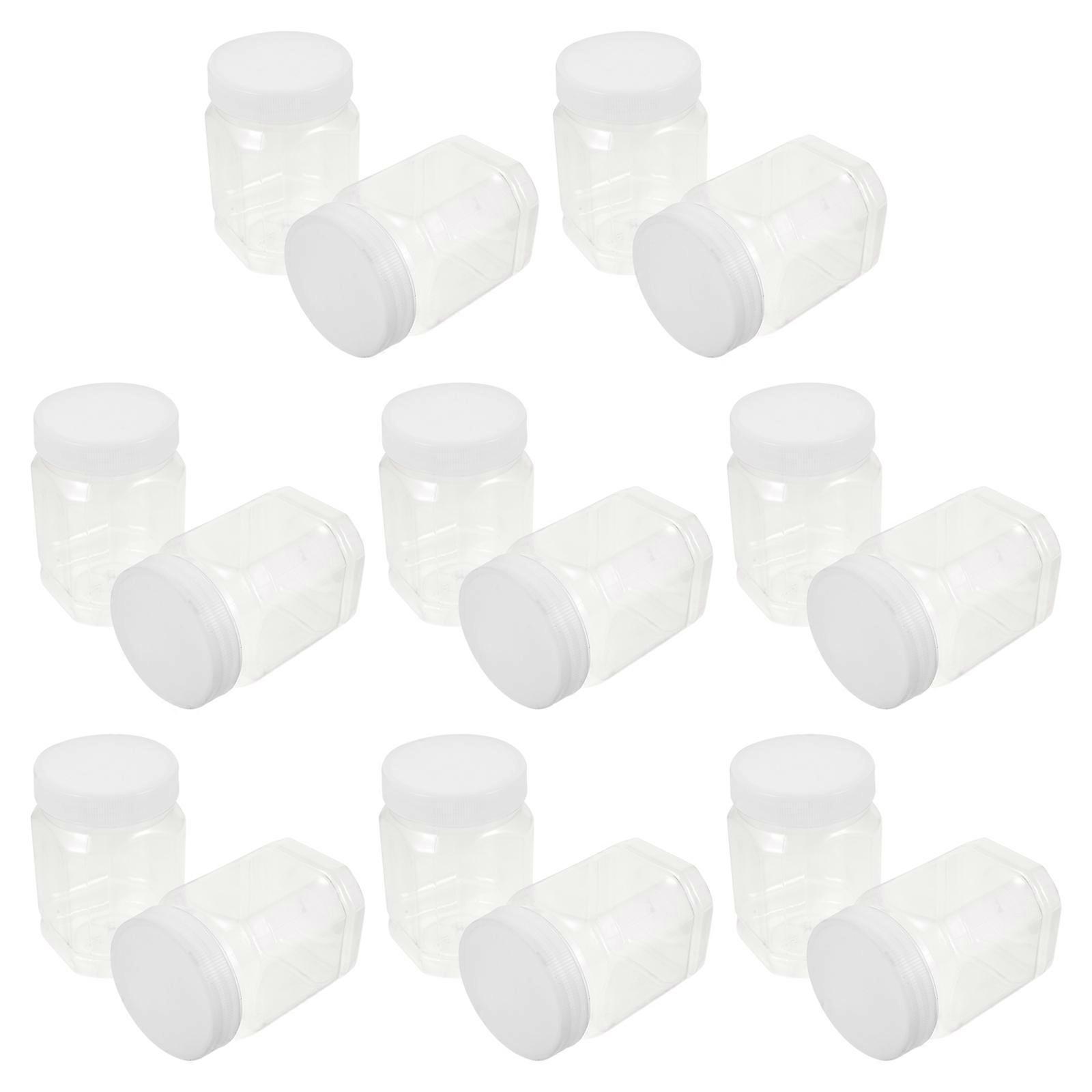 16Pcs Transparent Honey Storage Bottles Food Containers For Household Users 7X7X10.5Cm Made Of Pet Material