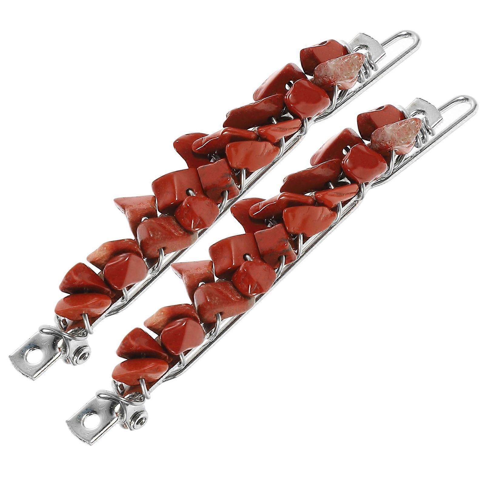 Durable Metal Hair Clips with Red Stone for Hair Decoration Lightweight and Comfortable to Use 2 Pcs