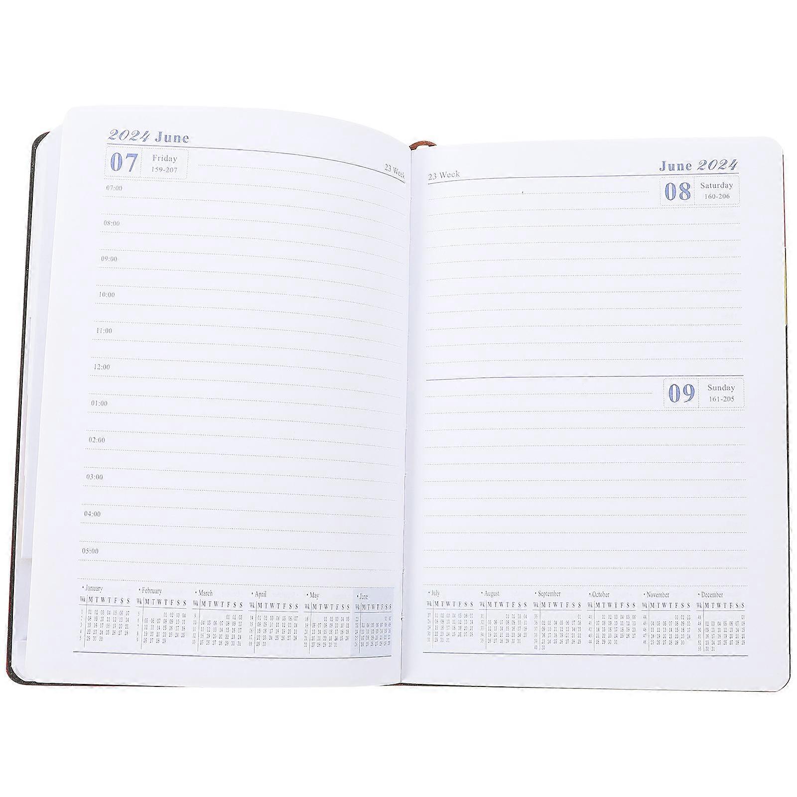 2024 Planner Book with Thick Paper for Daily Use Red Portable Organizer Ideal for Students and Office Workers 5x8 inches