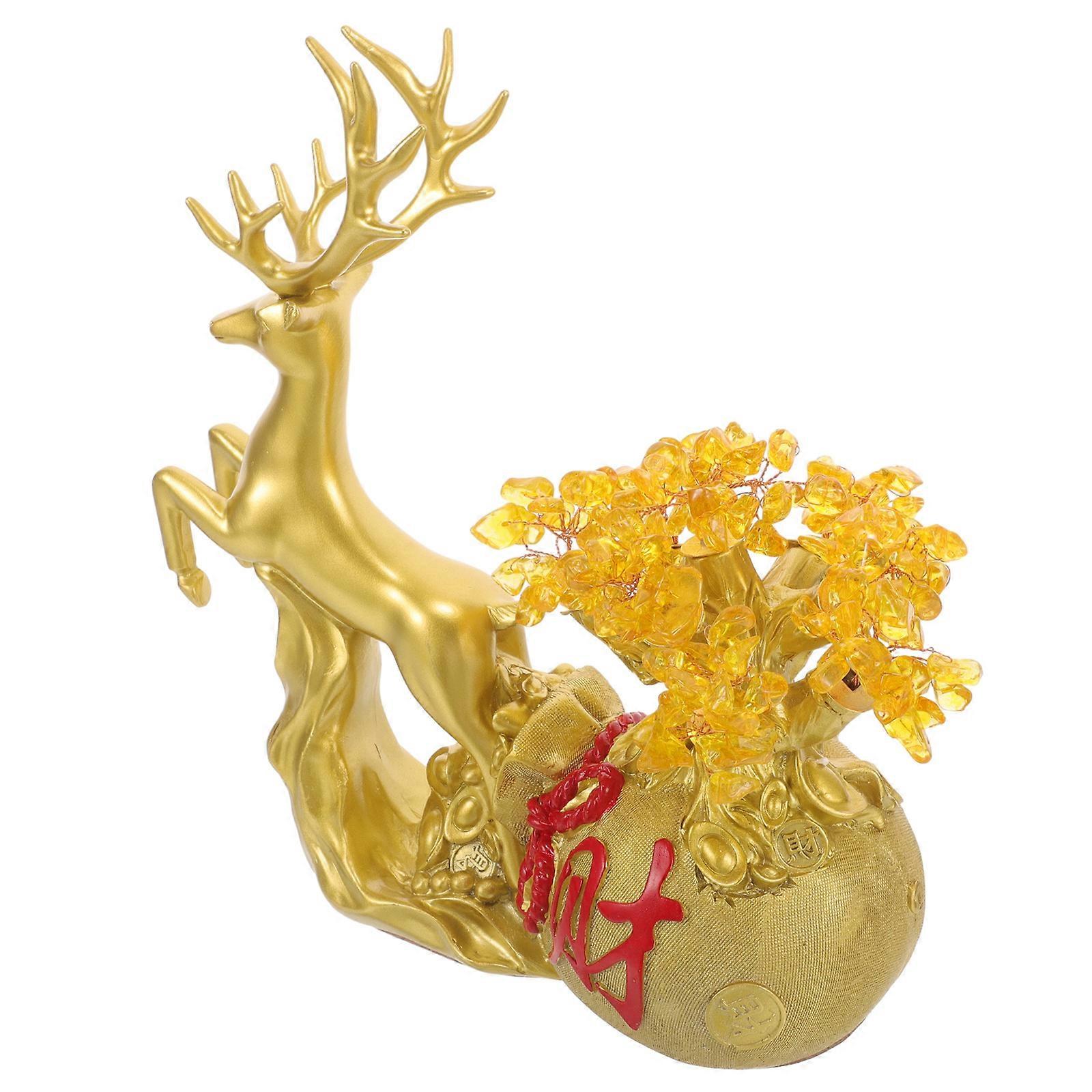 Resin Deer Decor, Compact Elk Statue for Tabletop and Shelf,