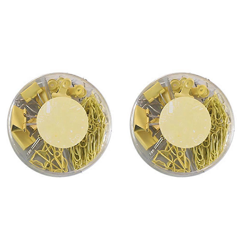 Yellow Metal Binder Clips for Office and School Use Heavy Duty Paper Holders 2 Sets