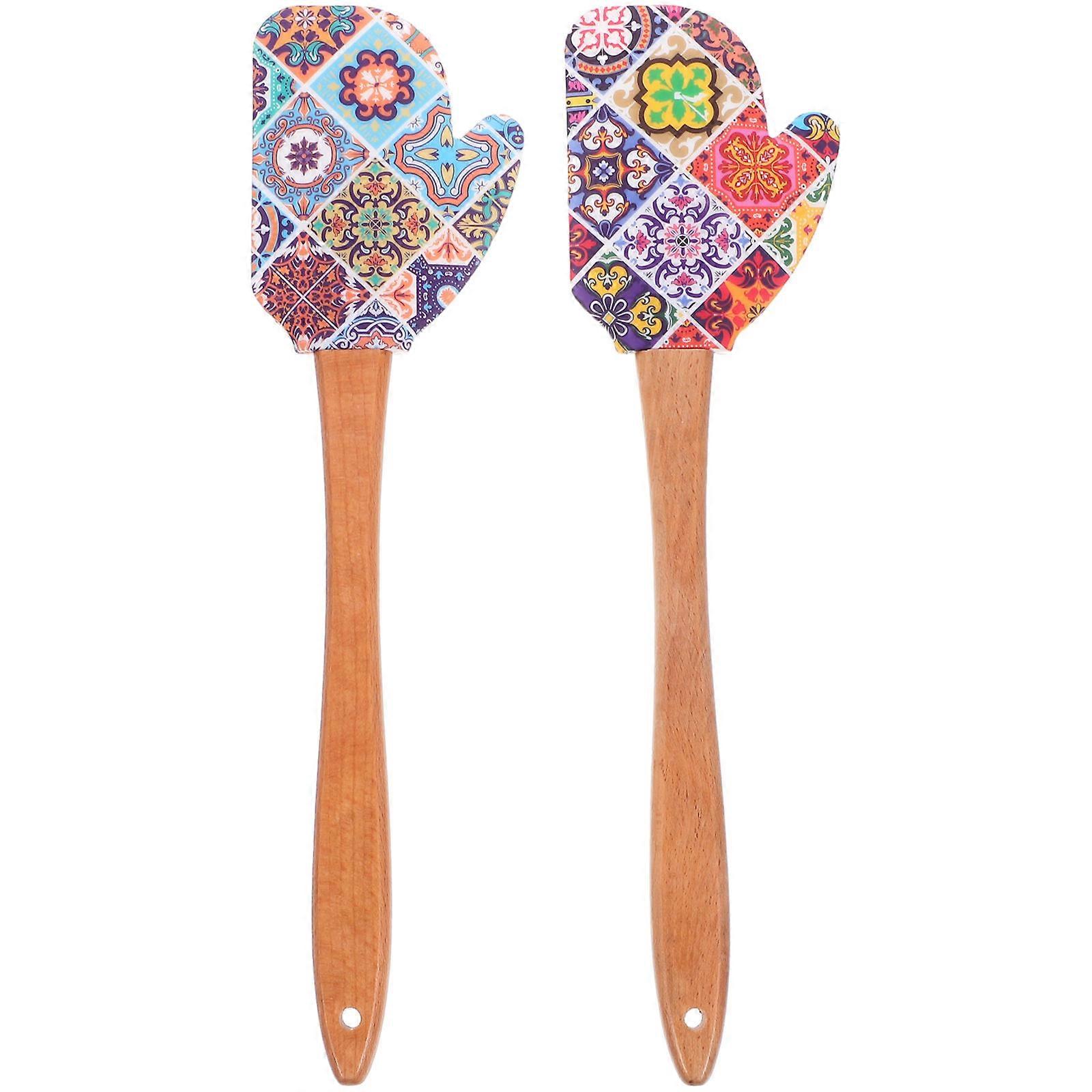 Food Grade Silicone Spatula with Wooden Handle Multi Functional Cake Spatula for Baking, Spreading & Decorating Ideal for Home & Professional Use