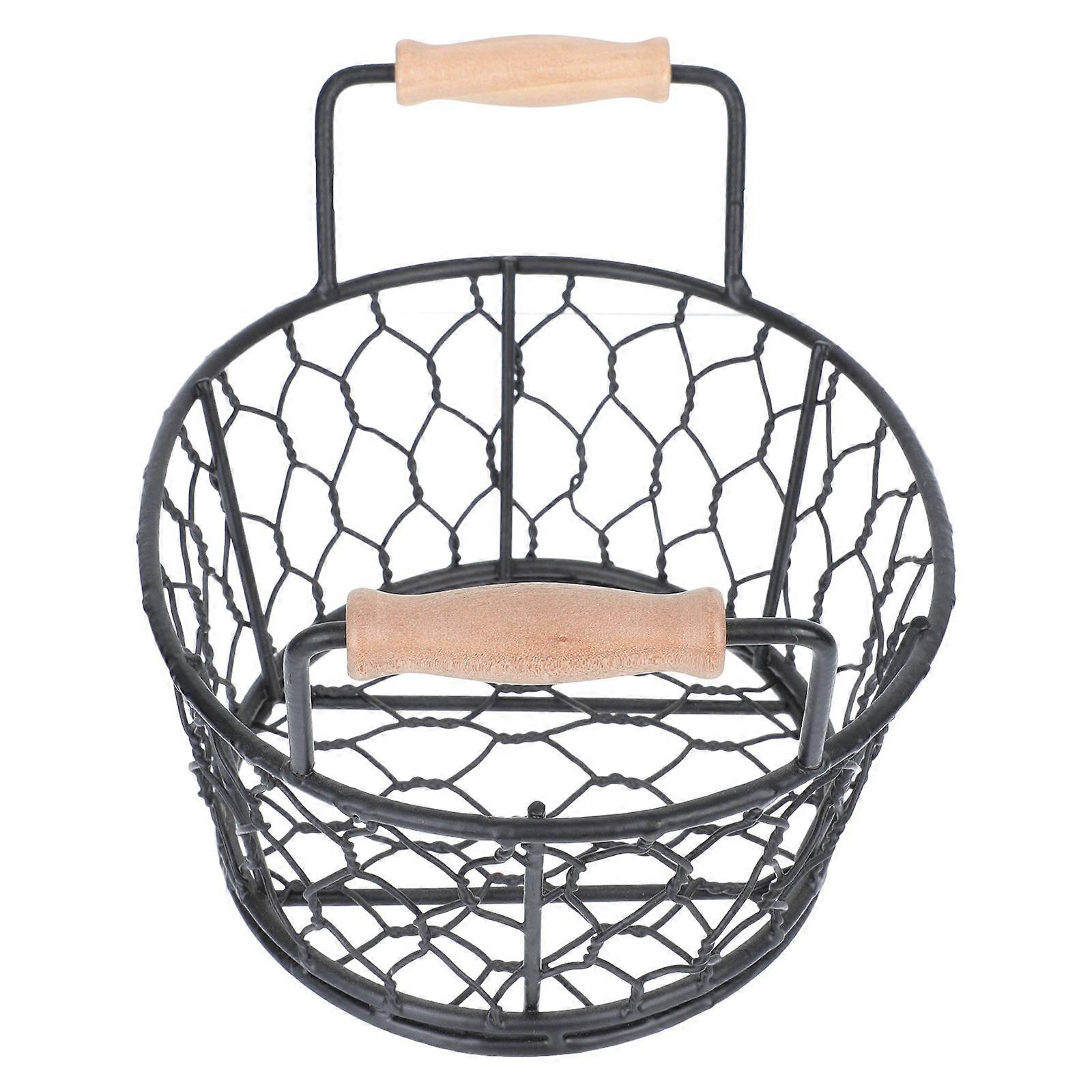 Black Iron Food Basket for Storage Practical Snacks Holder Kitchen Tool 1pc