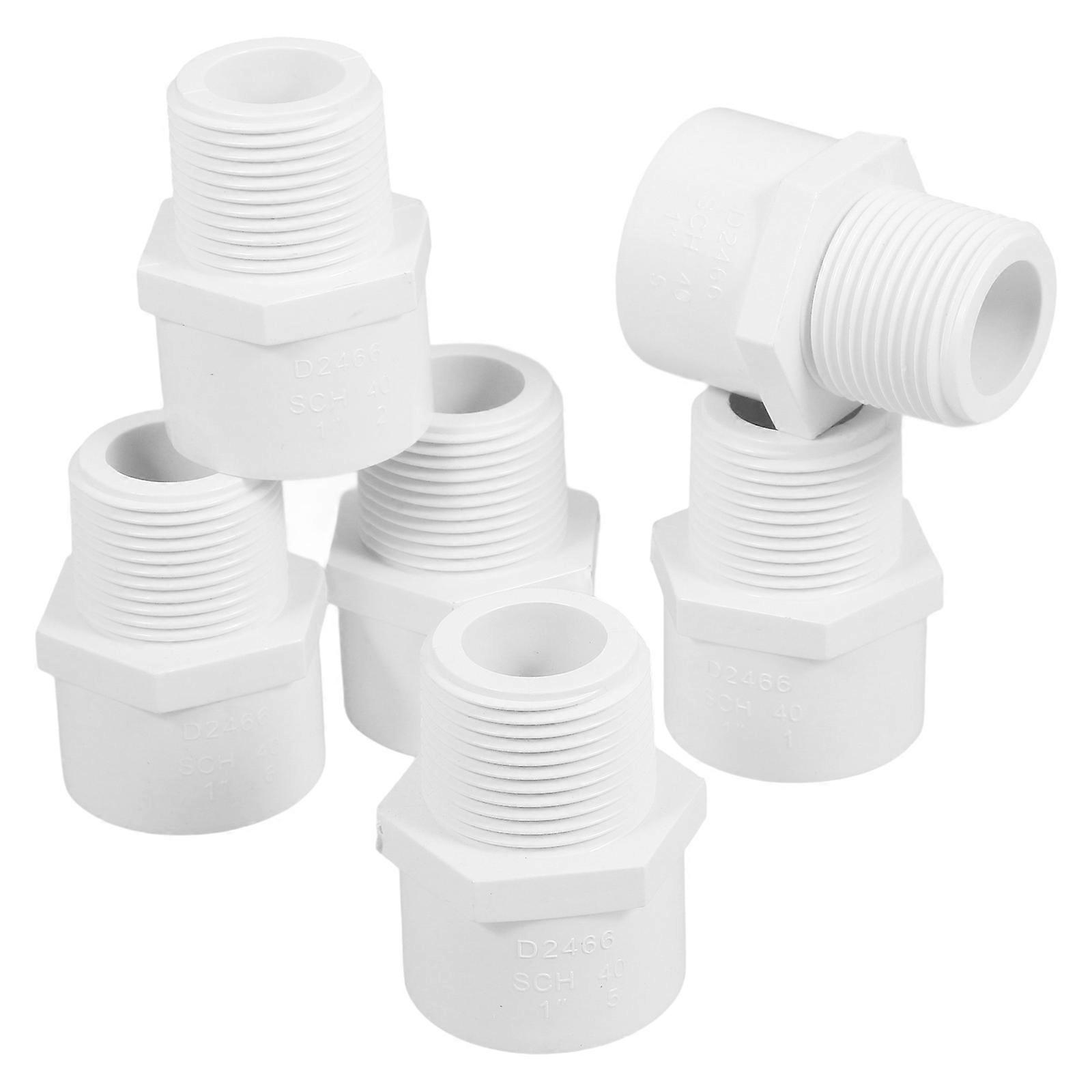 White PVC Pipe Fitting Adapter with NPT Male Thread for Plumbing Lines and Connectors 33.4mm