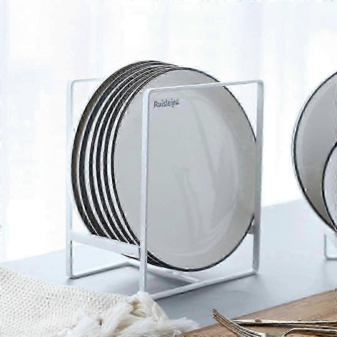 2 Stück Plate Shelf Organizer Plate Racks Metall Färbe racks (weiß)