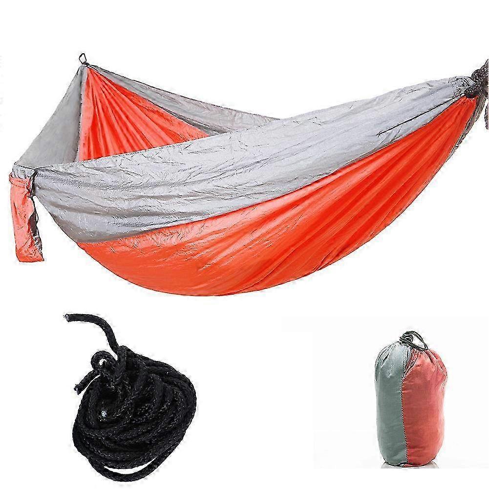 Portable Camping Travel Hammock with Tree Straps - Durable Gray & Orange Hanging Bed for Outdoor Adventure & Relaxation