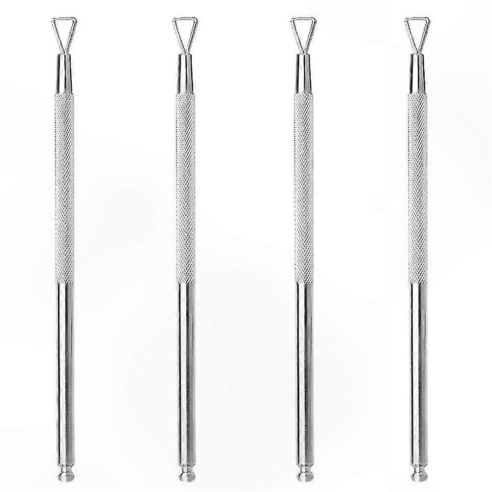 4Pcs Stainless Steel Cuticle Pusher Set with Triangle Peeler and Scraper for Nail Art and Polish Removal Tool Kit
