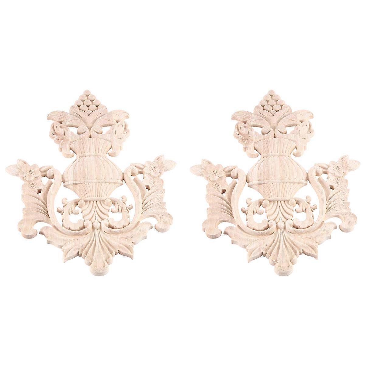2X Miniature Wooden Vintage Wood Carved Corner Decal Wall Lamp Wall-Furniture Doors Decorative