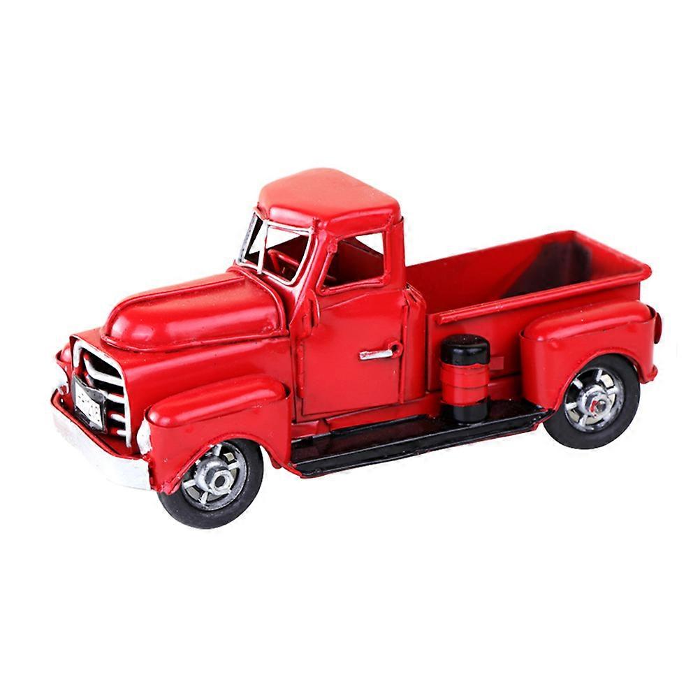 GPB Christmas Red Truck Model Vintage Metal Car Toy Durable Table Top Ornament Decoration for Bookshelf Fireplace