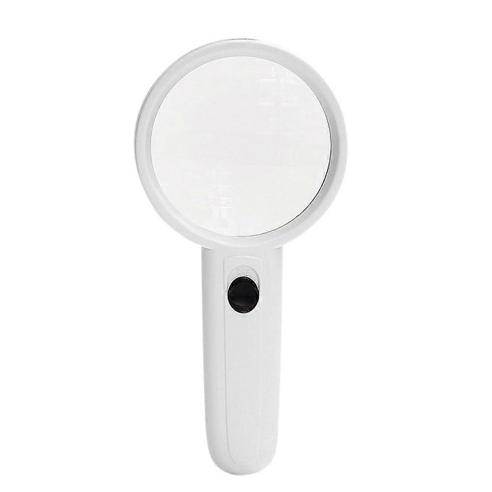 3X LED Handheld Magnifier Portable Plastic Handle Magnifier Gift Without Battery for Book Newspaper Reading Collection (White)