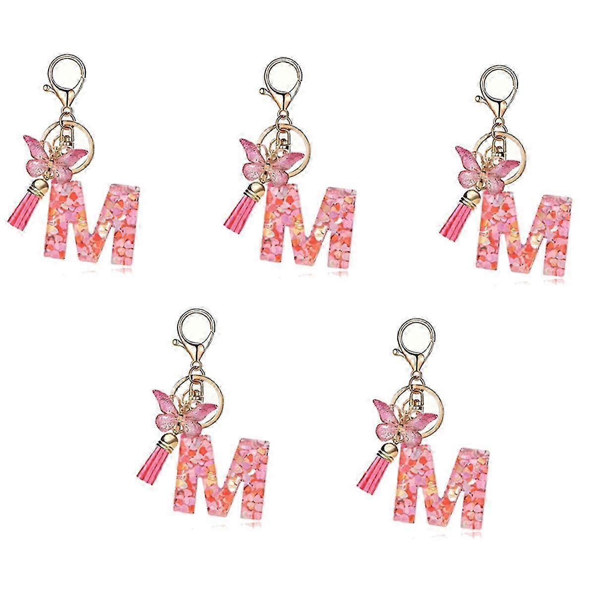 M style letter keychain cute initial letter keychain handle pendant