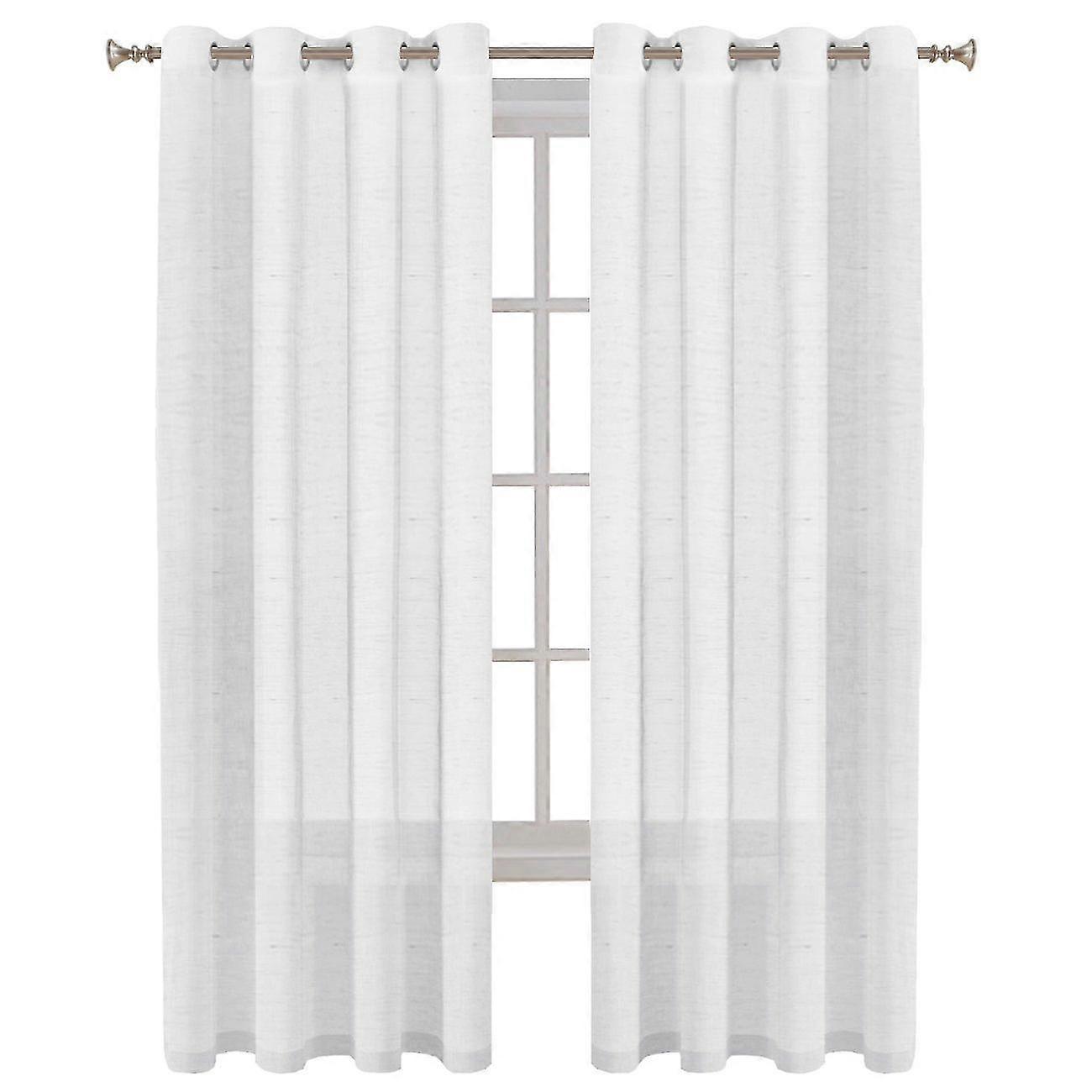Linen sheer curtains window treatment eyelet top panels sold one pa...