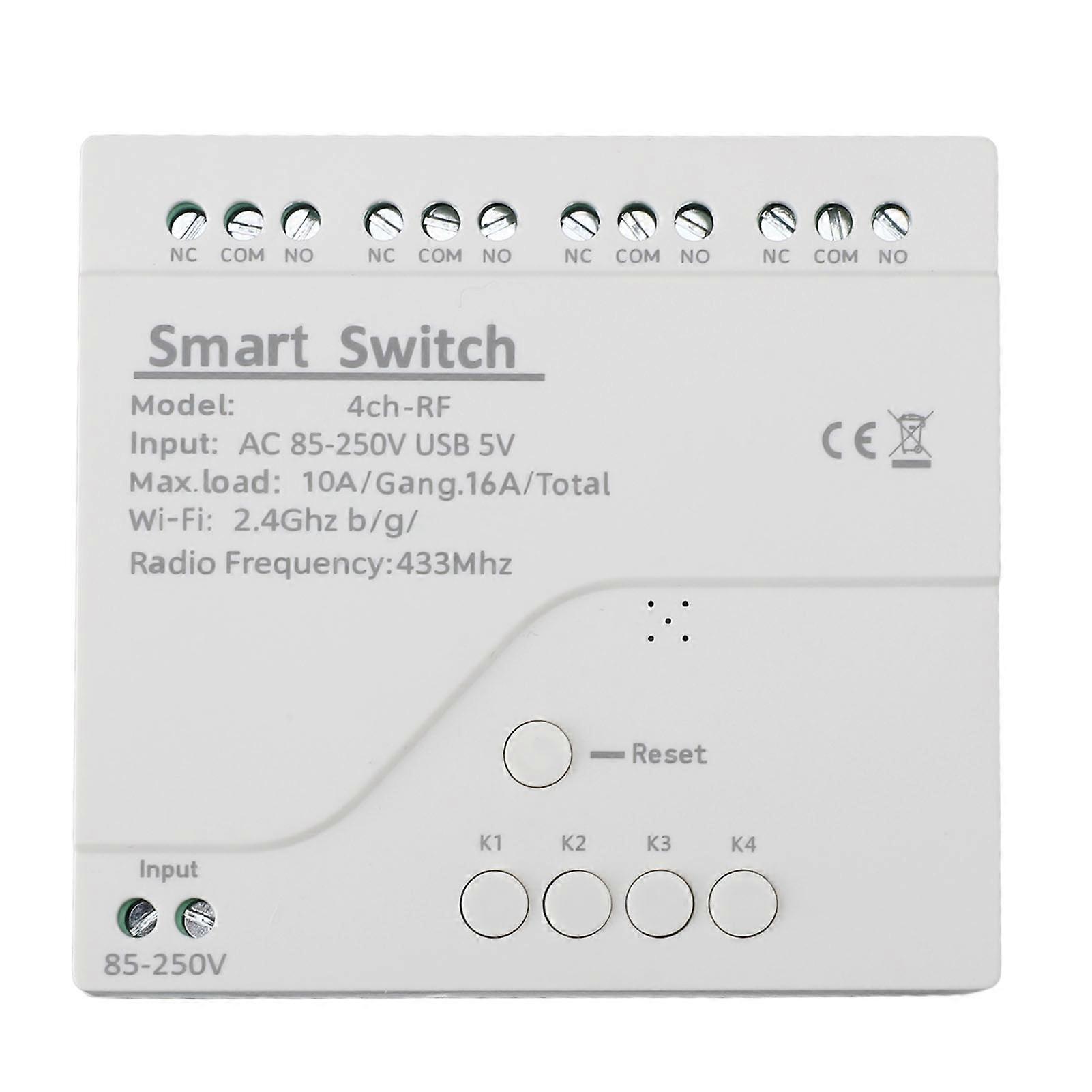 3500W 433MHz 4-Channel Wireless Relay Switch 85V-250V