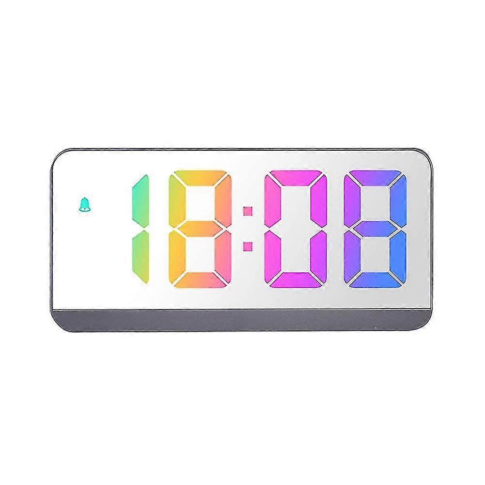 Bedside clock, gray plastic, 16.5x1.5x8cm, voice control for night mode