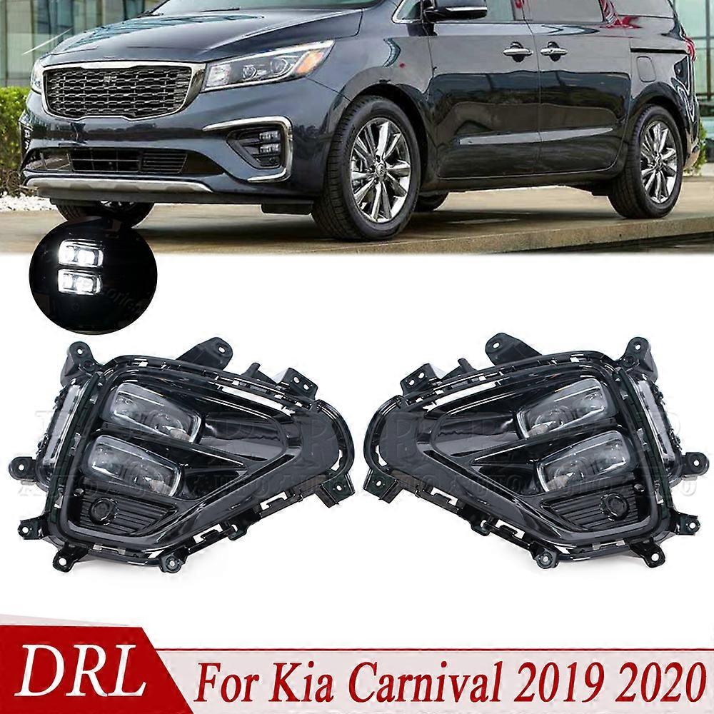 Applicable LED Front DRL Daytime Running Lamp Fog Light Headlight Style Relay Waterproof Car Accessories For Kia Carnival 2019 2020 For Car