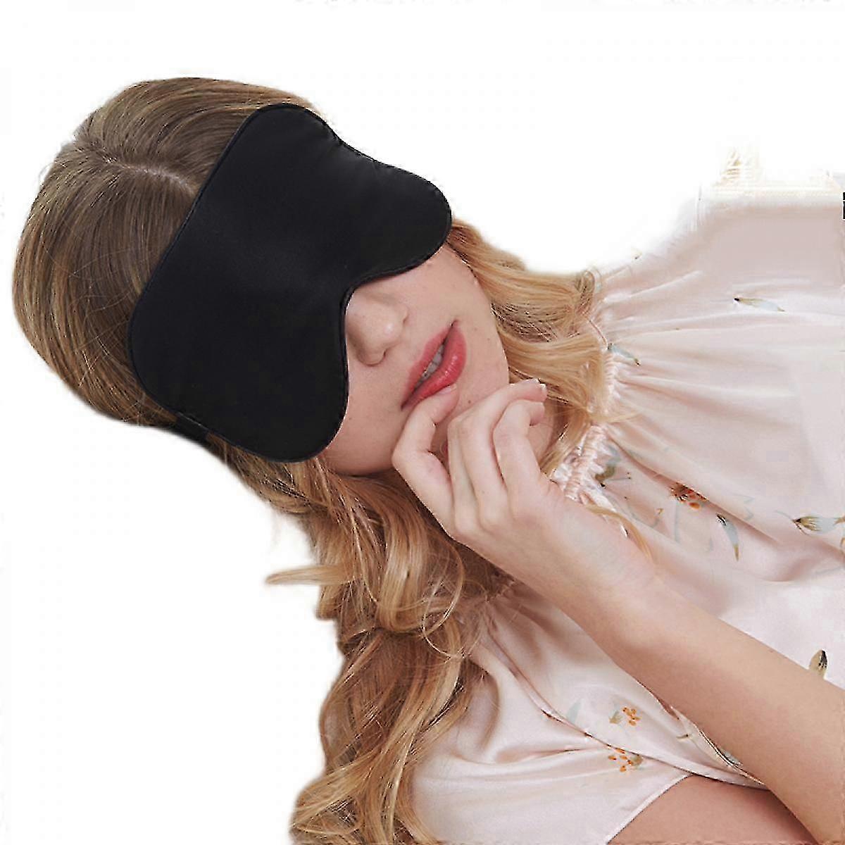 Silk Fabric Night Sleeping Blindfold Smooth Adjustable Eye Shade Cover