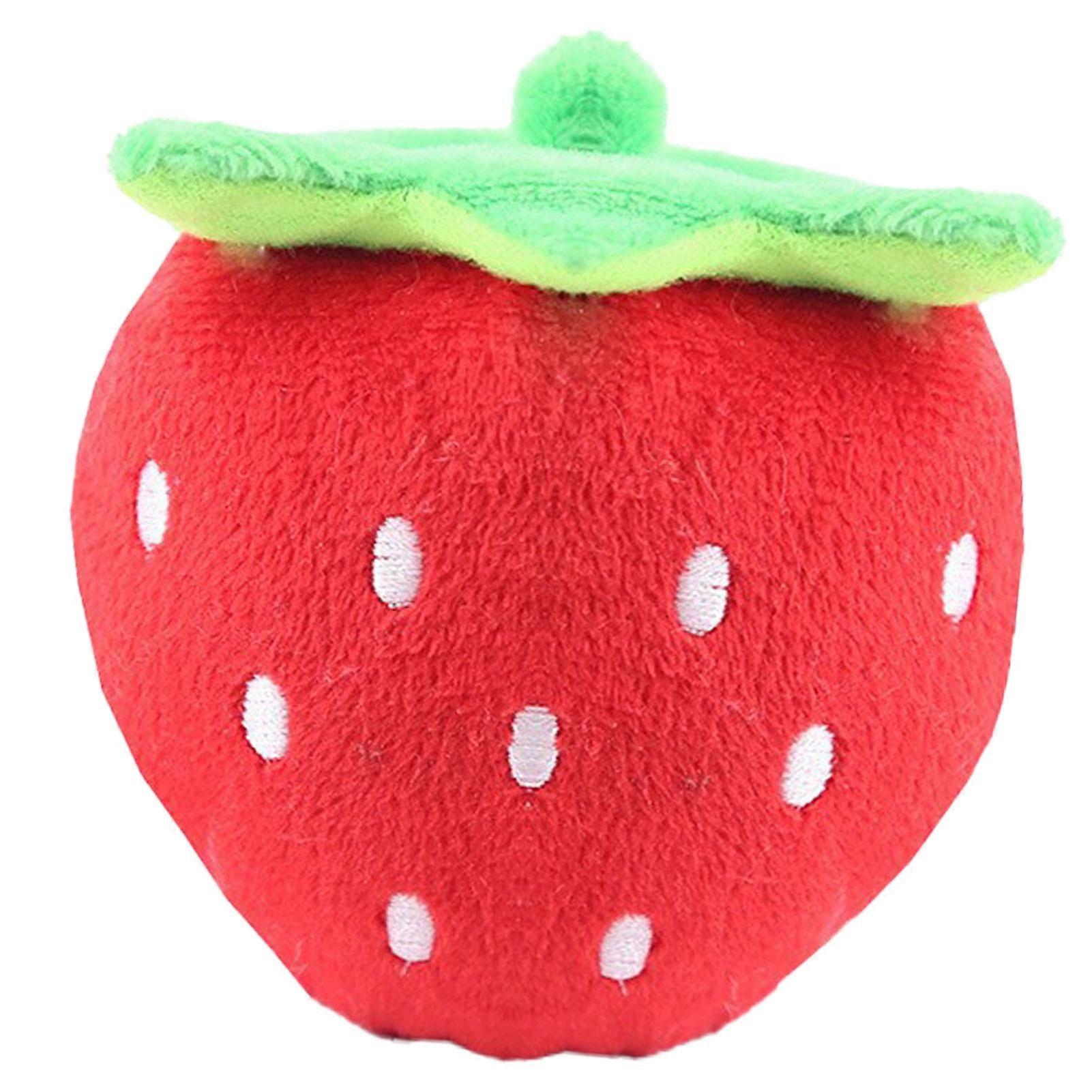 Dog Plush Toy Squeaky Strawberry Shape Red Bite Resistant Pet Toy
