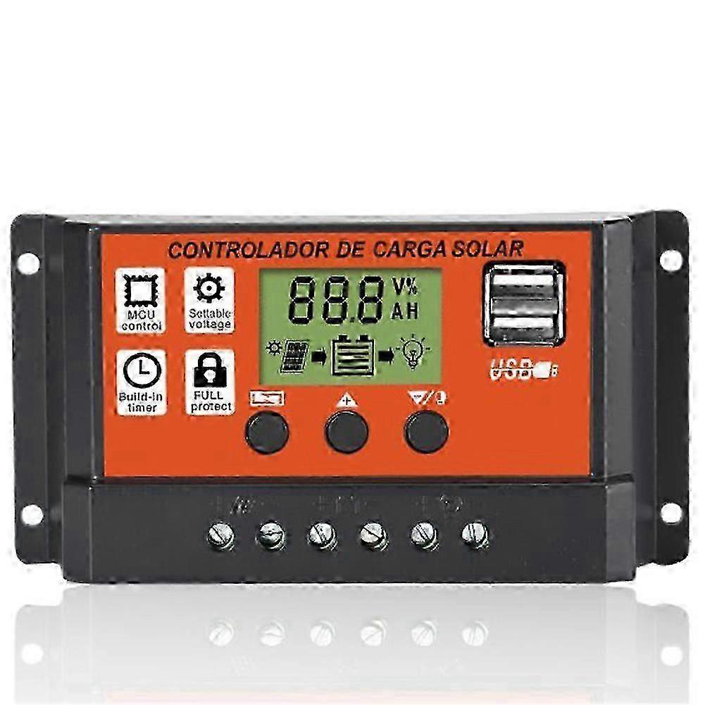 2025 10-30A Solar Panel Regulator Battery Charge Controller LCD Auto Dual B 12V/24V