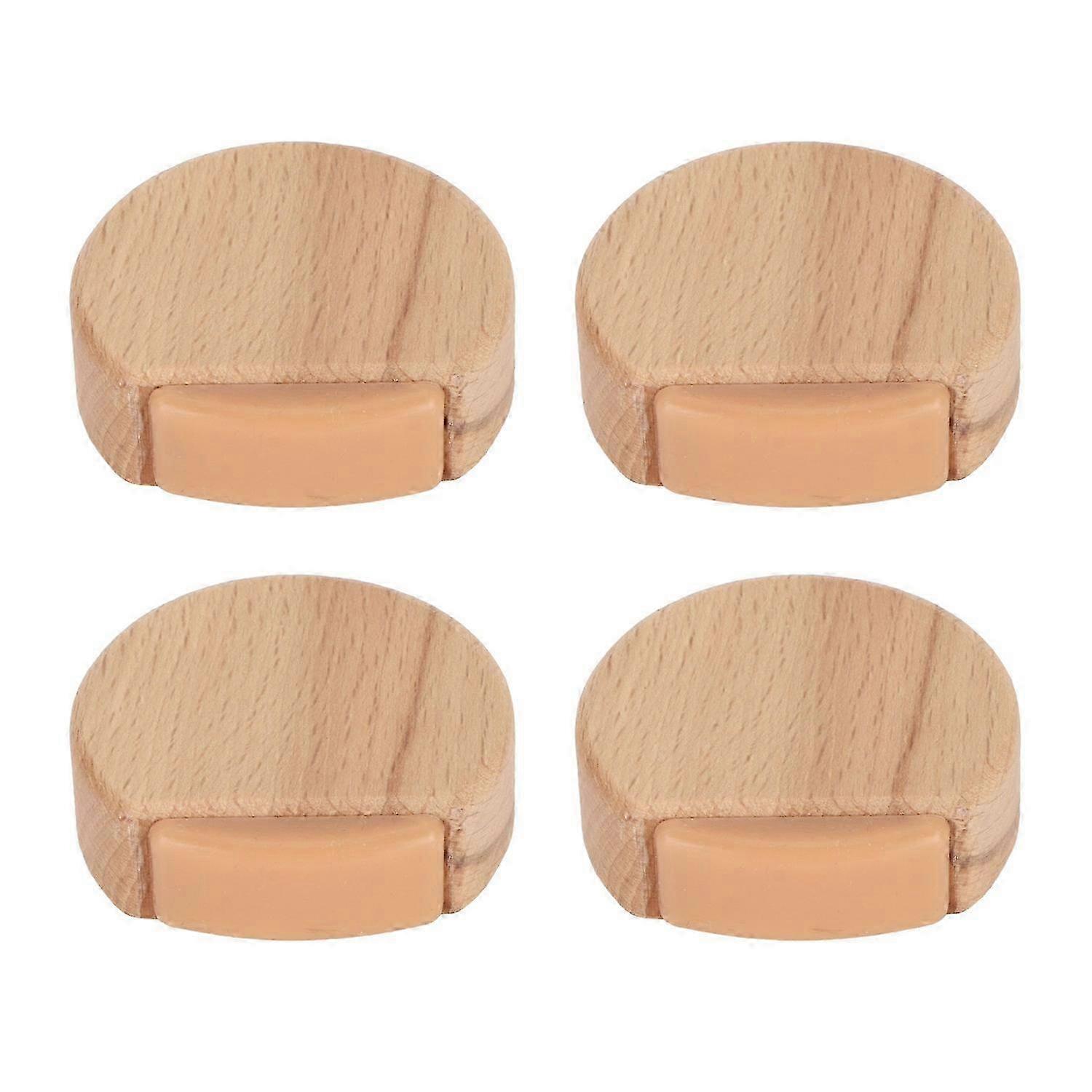 4Pcs Wooden Door Stopper Set Prevent Slip Collision Resistant Easy Installation Punch Free Round Woo