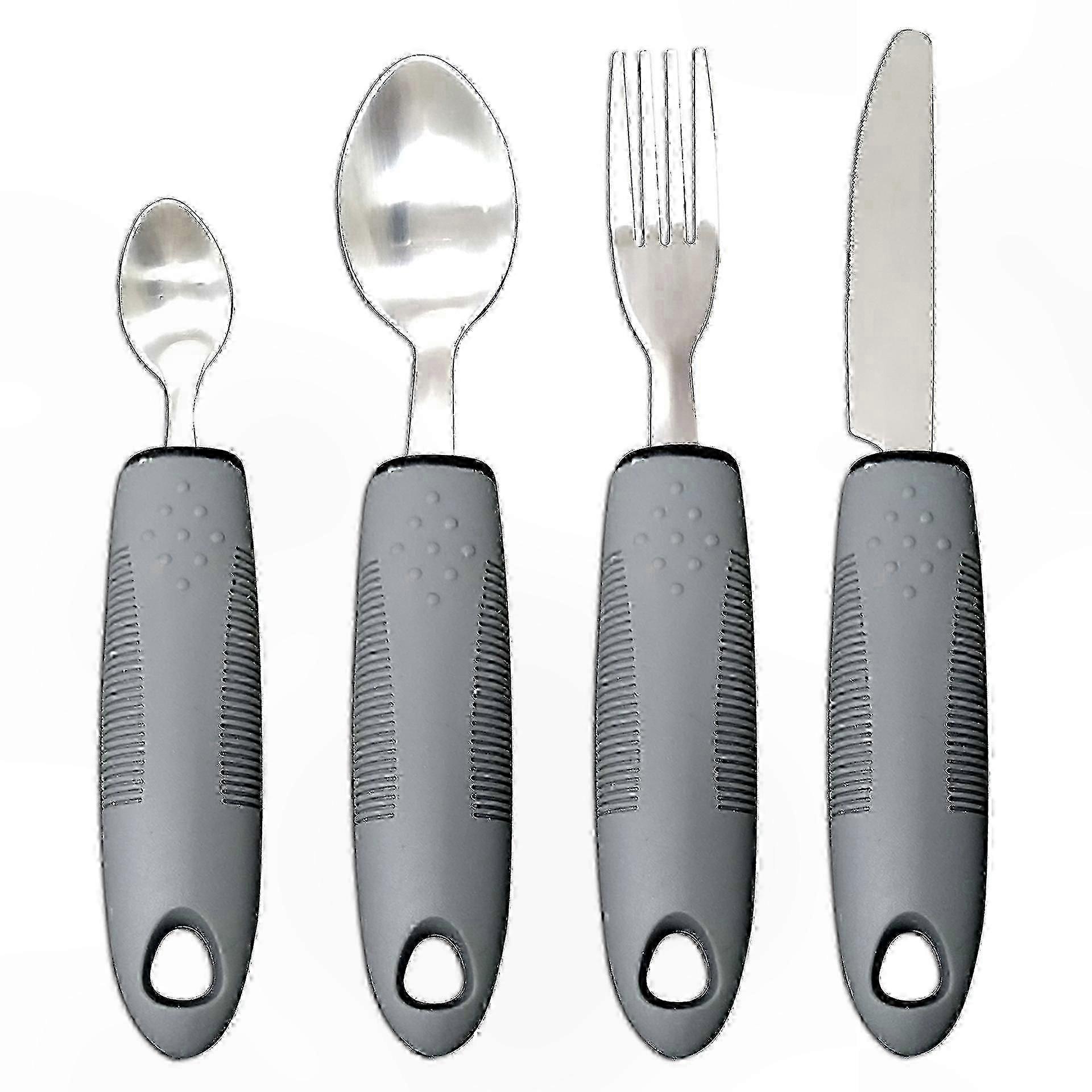 Adaptive Utensils for Seniors and Disabled - Stabilizing Grip Assist Tools, Grey, 1 Set